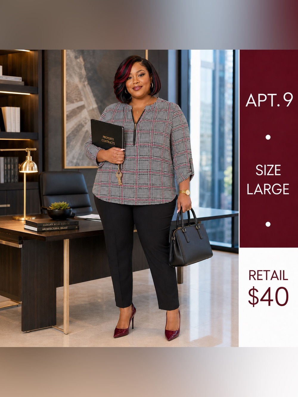 Apt. 9 Black Cropped Straight Ankle Pants